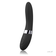Black LELO vibrator Elise 2 shown in hand for scale