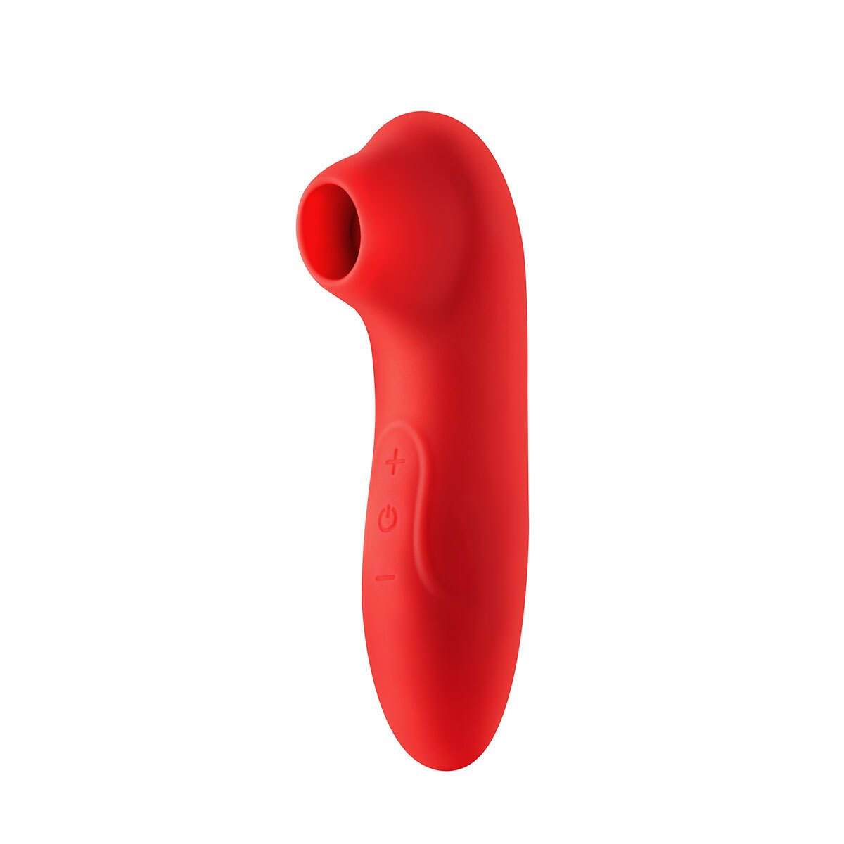 Red Luv Inc vibrator Pulsing Clitoral Stimulator shown in hand for scale