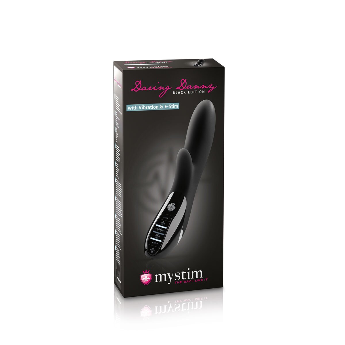 Product image of the Black Mystim vibrator on clean background