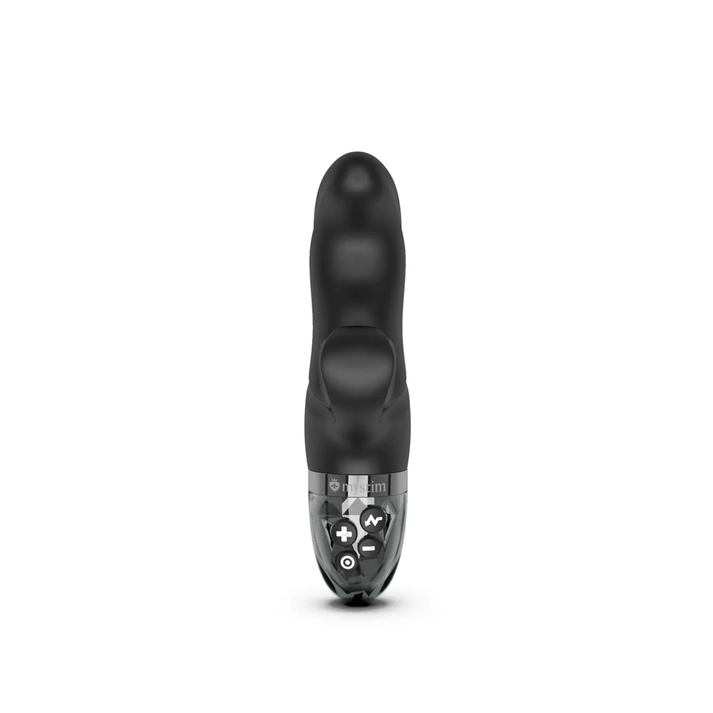 Fully assembled Black Mystim vibrator with smooth exterior