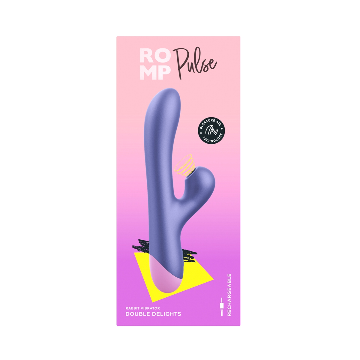Angled view of the  ROMP vibrator designed for intimate use