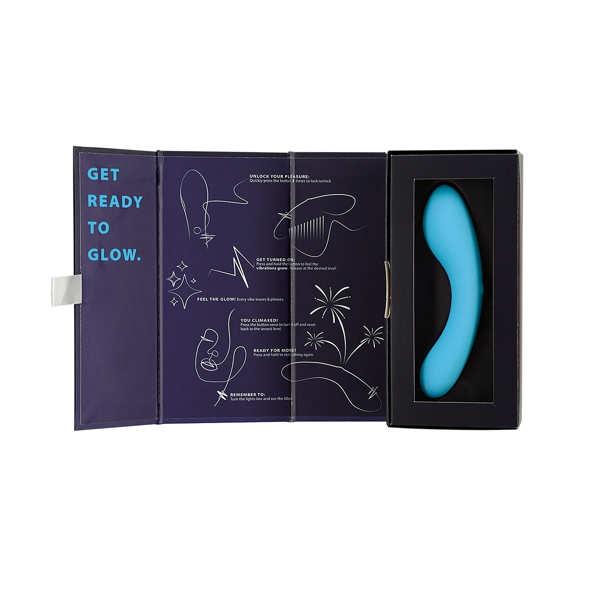 Angled view of the Dark Blue BMS vibrator designed for intimate use