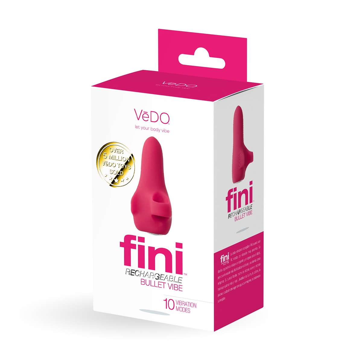 Angled view of the Pink VeDO vibrator designed for intimate use