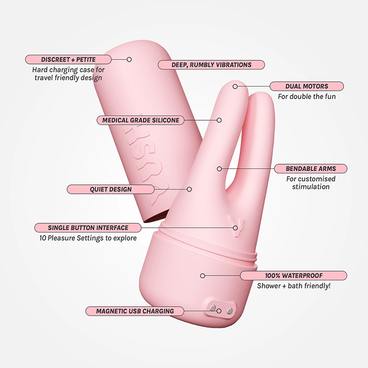 Product image of the  VUSH vibrator on clean background