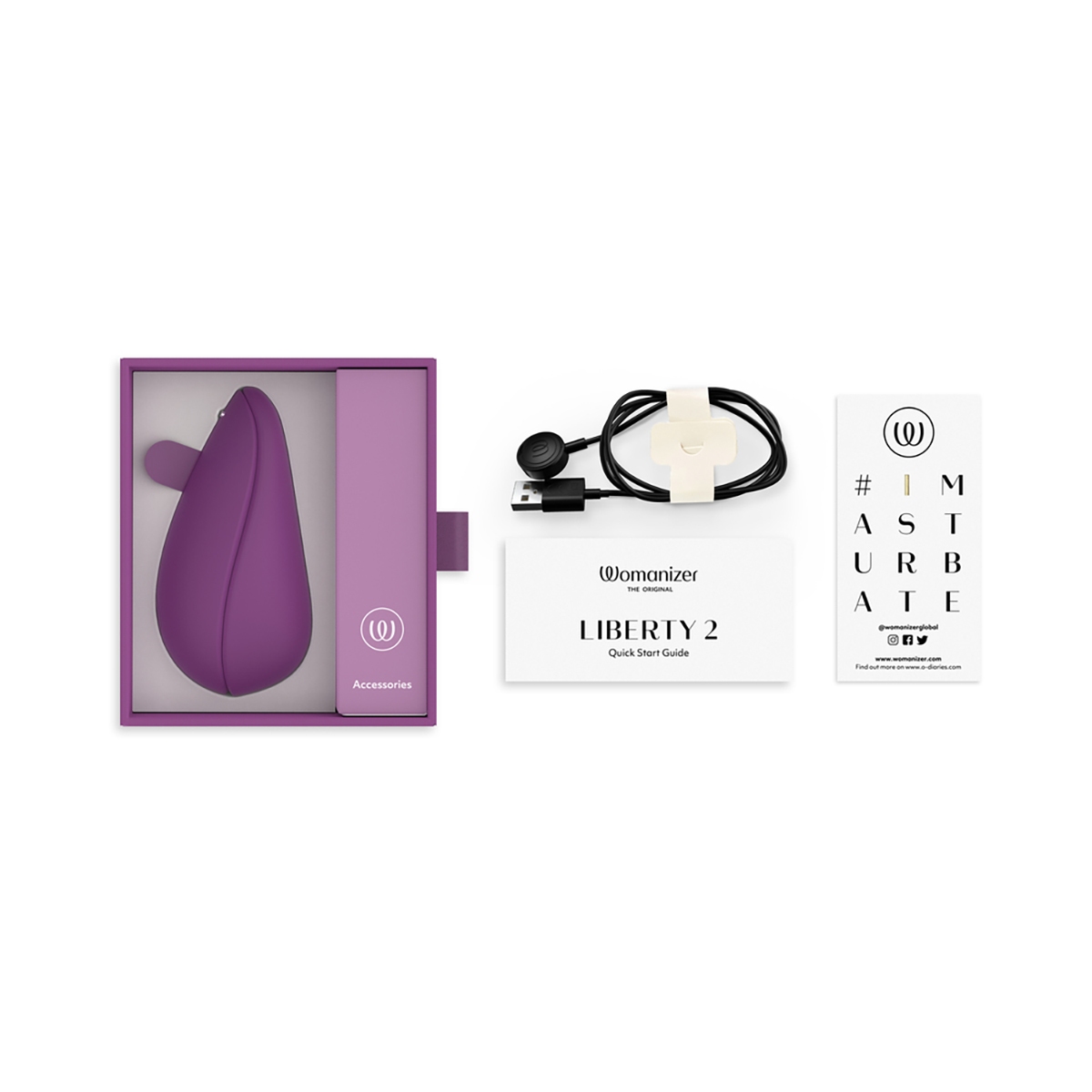 Angled view of the Purple Womanizer vibrator designed for intimate use
