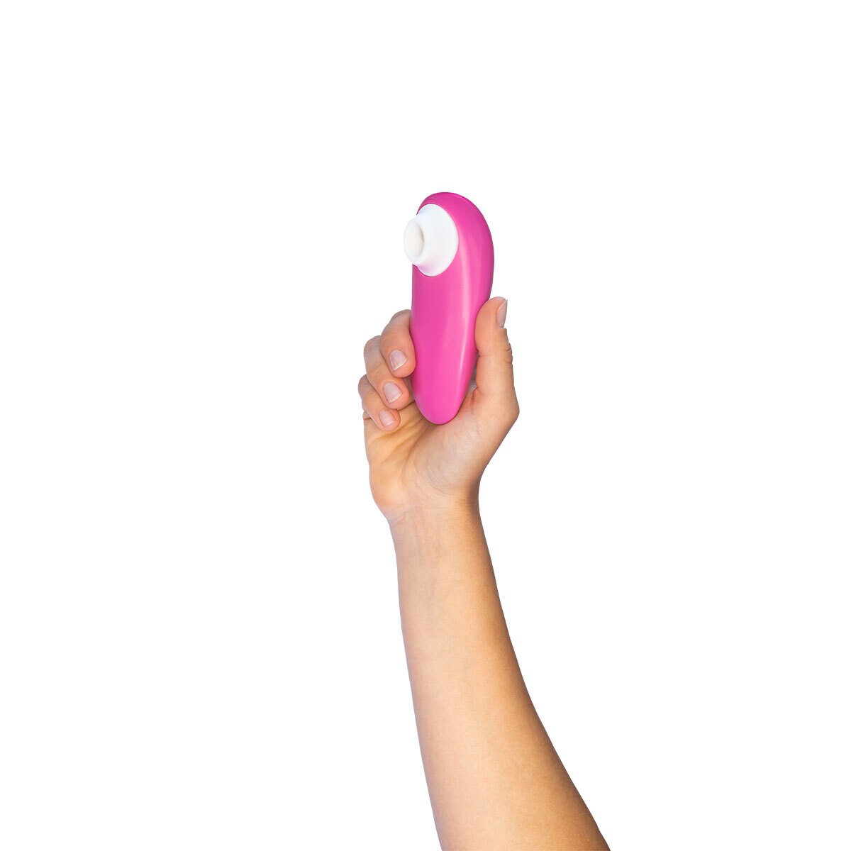 Angled view of the Pink Womanizer vibrator designed for intimate use