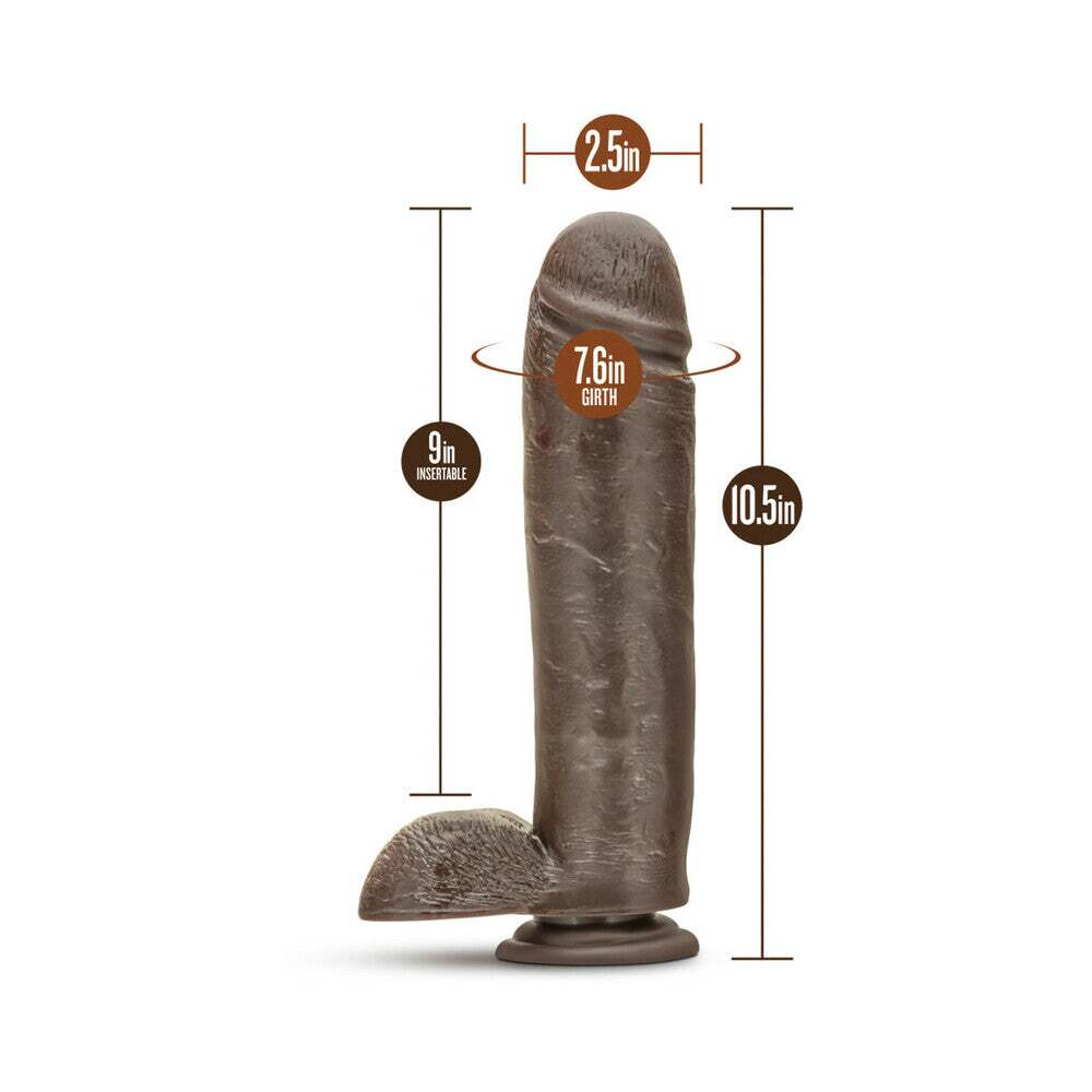 10.5 inch Dildo by Blush in Dark Brown shown for pegging Her or Him