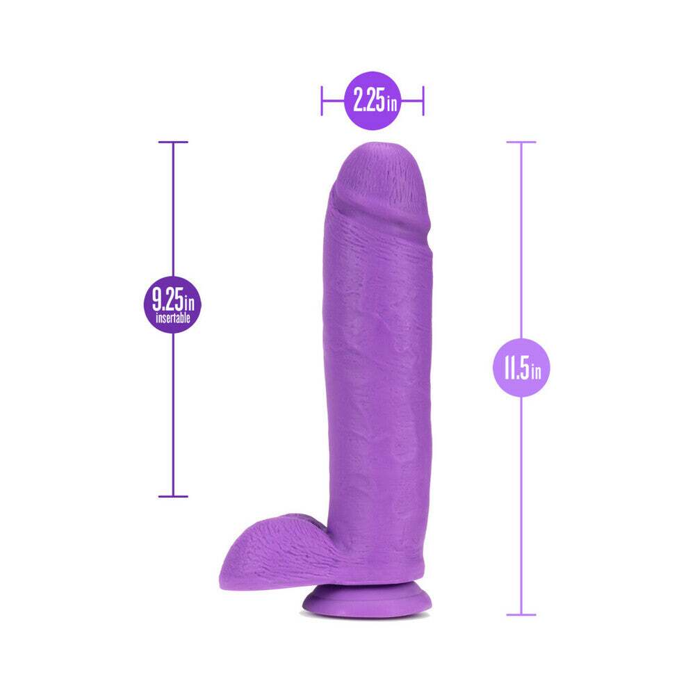 11 inch Dildo by Blush in Purple displayed for pegging Him or Her