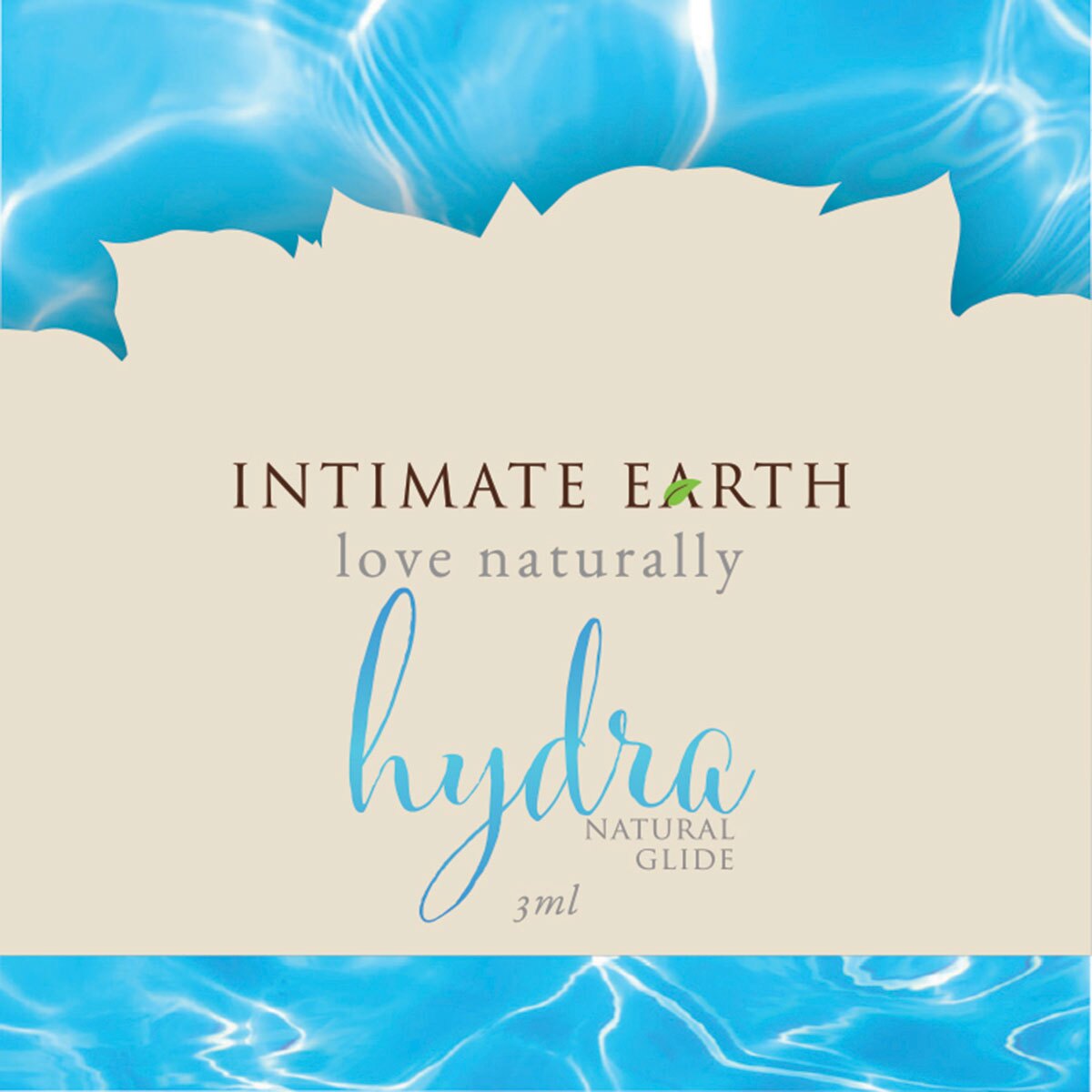 Bottle of 3 ml. Plant Based Lube Intimate Earth showing botanical formula