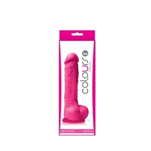 5 inch Dildo by NS Novelties in Hot Pink Magenta Fuchsia shown for use by Her or Him