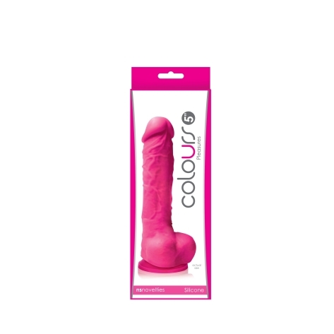 5 inch Dildo by NS Novelties in Hot Pink Magenta Fuchsia shown for use by Her or Him