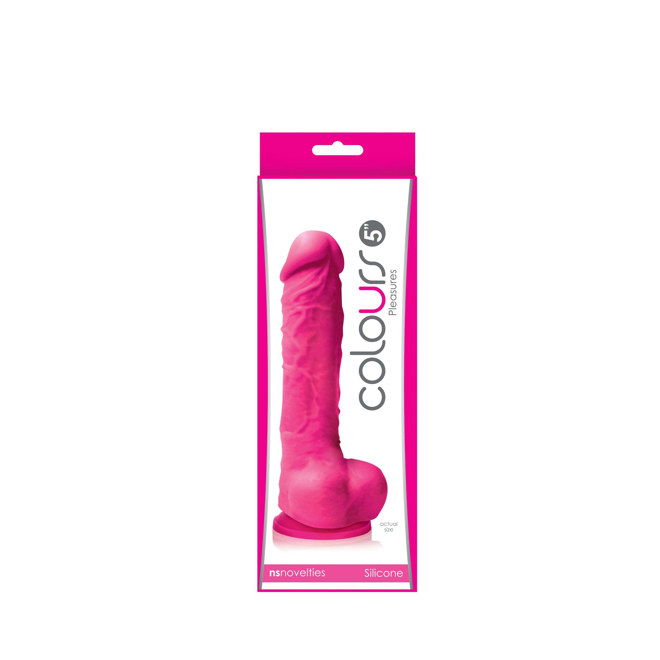 5 inch Dildo by NS Novelties in Hot Pink Magenta Fuchsia shown for use by Her or Him