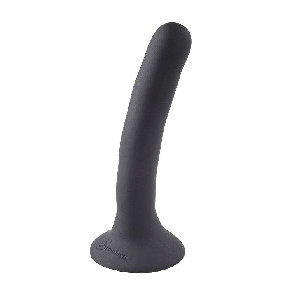 5 inch Dildo by Sportsheets in Black displayed for pegging Him or Her