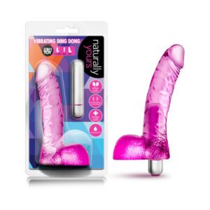 6.5 inch Dildo Blush Hot Pink Magenta Fuchsia Naturally Yours Vibrating Ding Dong with Balls & Vibrator