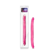 16 inch Dildo by Blush in Hot Pink Magenta Fuchsia shown for use by Her or Him
