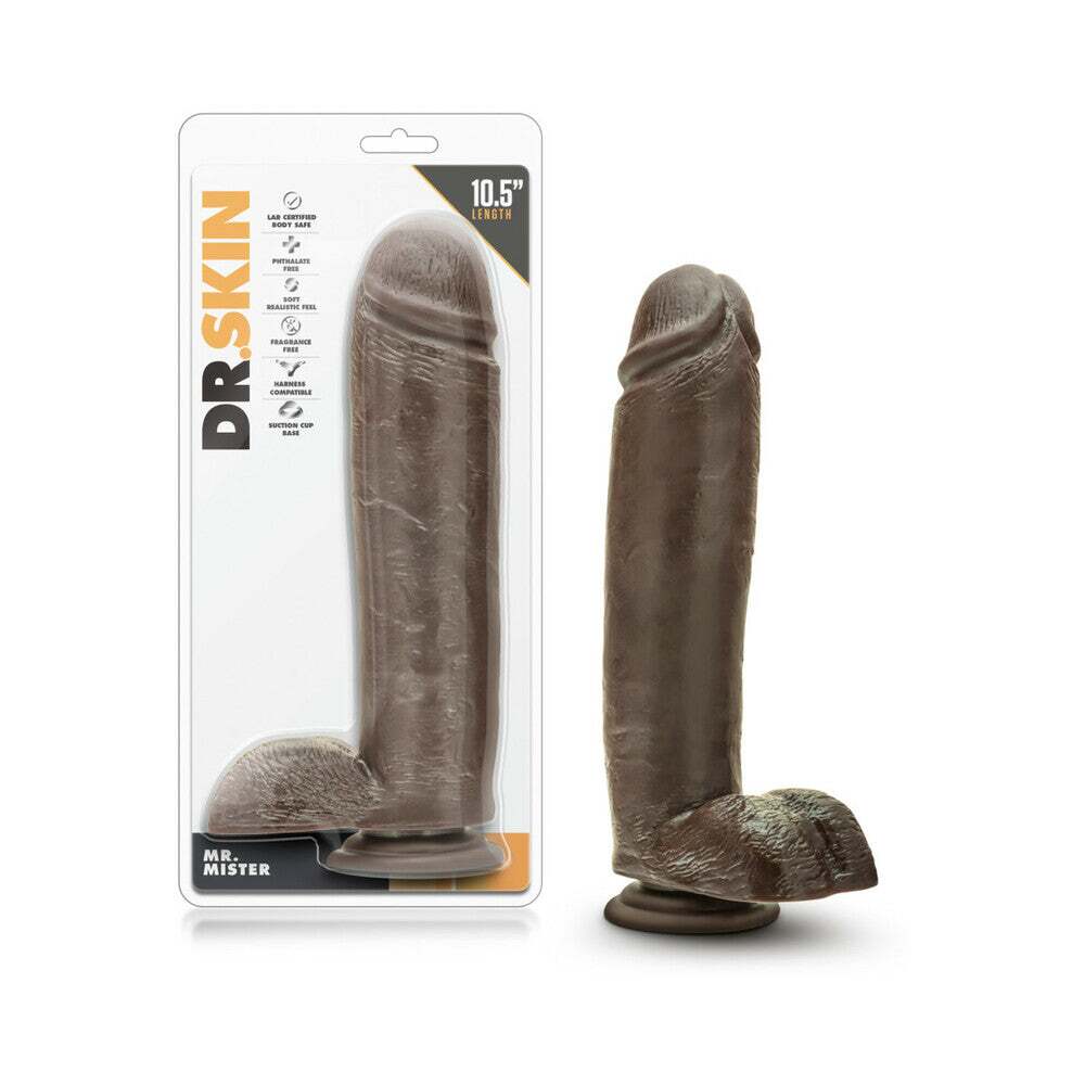 10.5 inch Dildo by Blush in Dark Brown shown for use by Her or Him