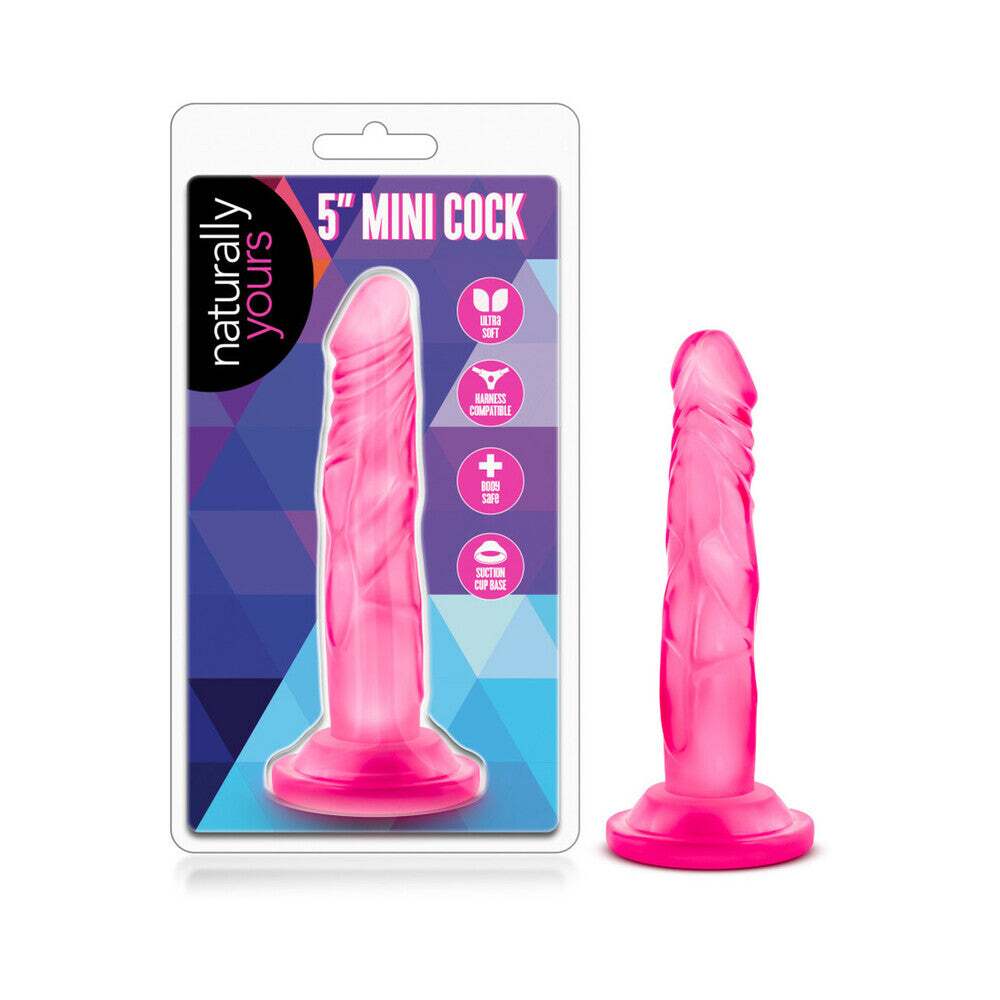 5 inch Dildo by Blush in Hot Pink Magenta Fuchsia shown for use by Her or Him
