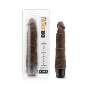 9 inch Dildo Blush Dark Brown Dr Skin Cock Vibe 1 Realistic Vibrating