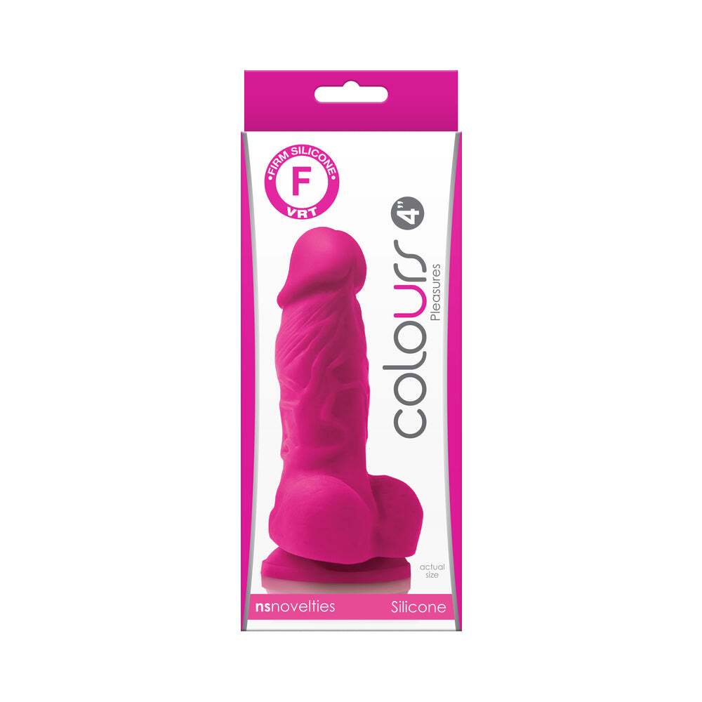 4 inch Dildo by NS Novelties in Hot Pink Magenta Fuchsia shown for use by Her or Him