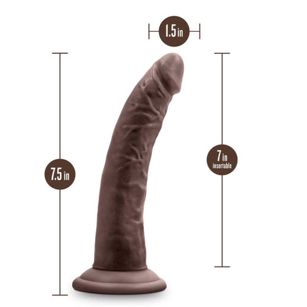 7 inch Dildo by Blush in Brown Chocolate Cocoa shown for pegging Her or Him