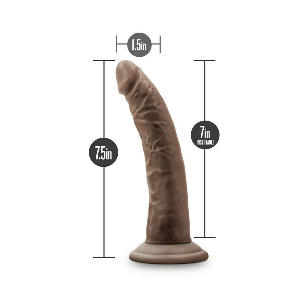 7.5 inch Dildo by Blush in Brown Chocolate Cocoa shown for pegging Her or Him