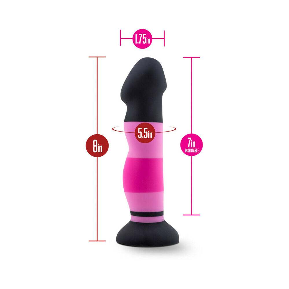 8 inch Dildo by Blush in Multi-Color displayed for pegging Him or Her
