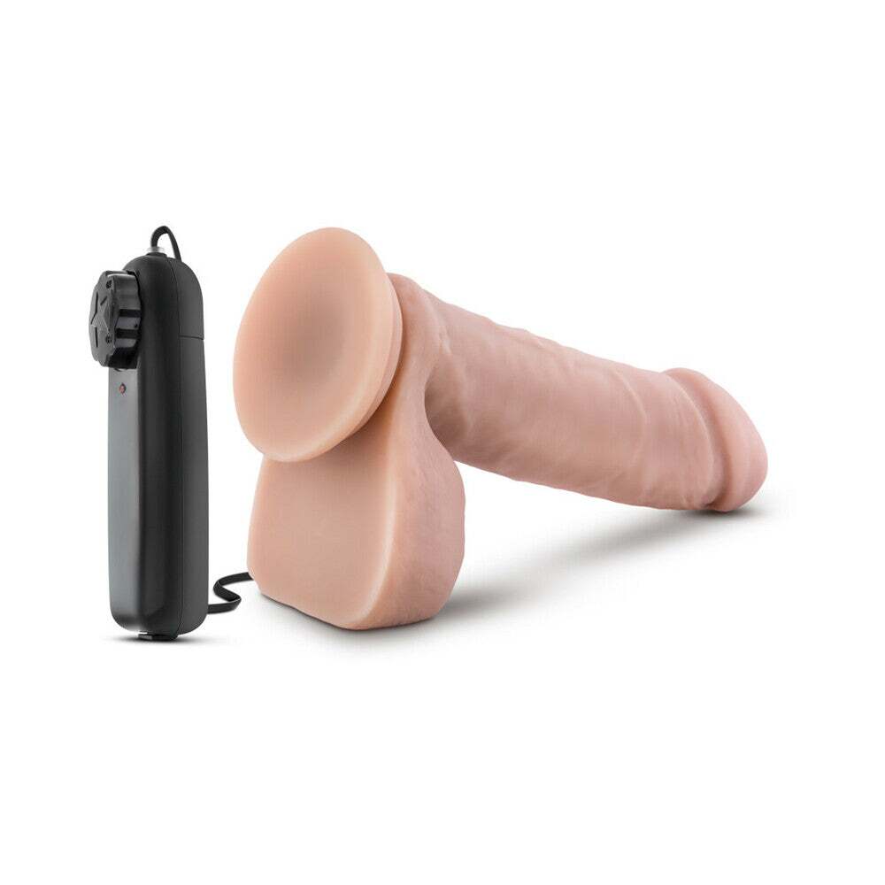 8 inch Dildo by Blush in Vanilla Ivory Beige shown for pegging Her or Him