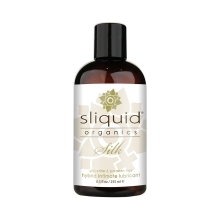 Bottle of 8.5 oz Vegan Lube Sliquid showing plant-powered formula