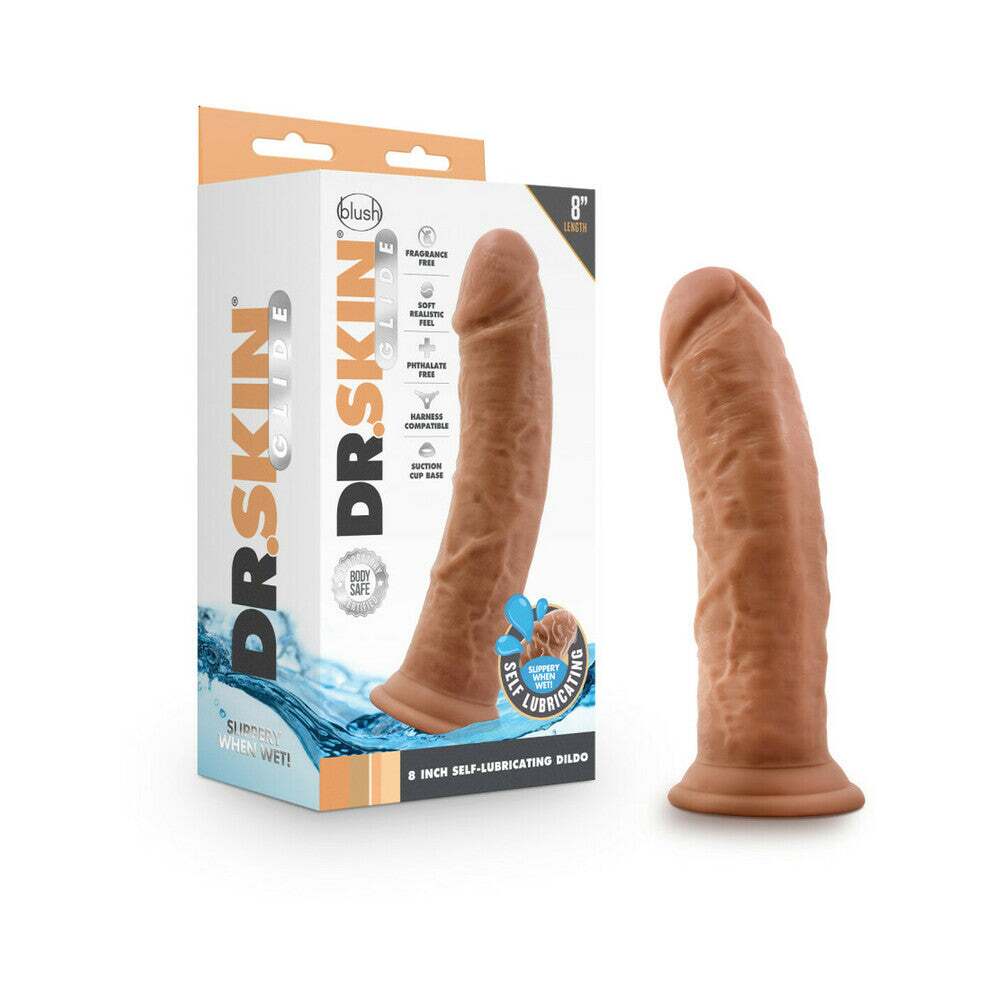 8 inch Dildo by Blush in Tan Light Brown Mocha shown for use by Her or Him