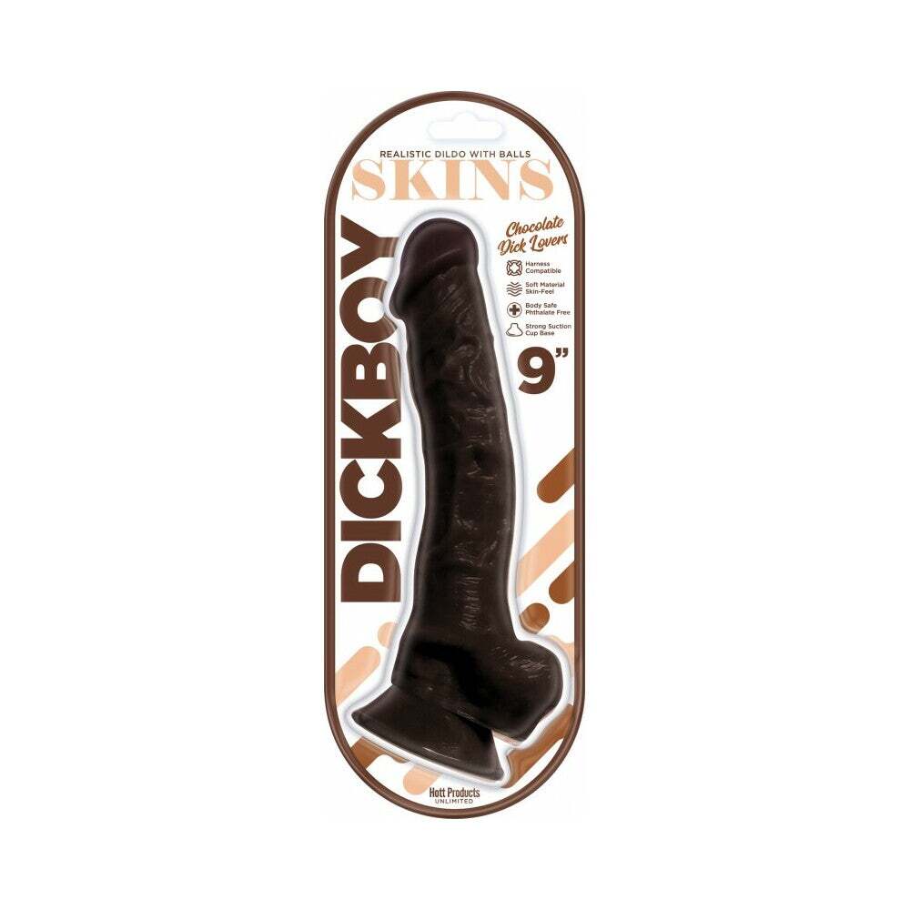 9 inch Dildo by Hott Products in Brown Chocolate Cocoa shown for use by Her or Him