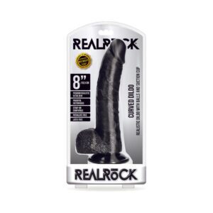 8 inch Dildo Shots Black RealRock Realistic Curved With Balls and Suction Cup