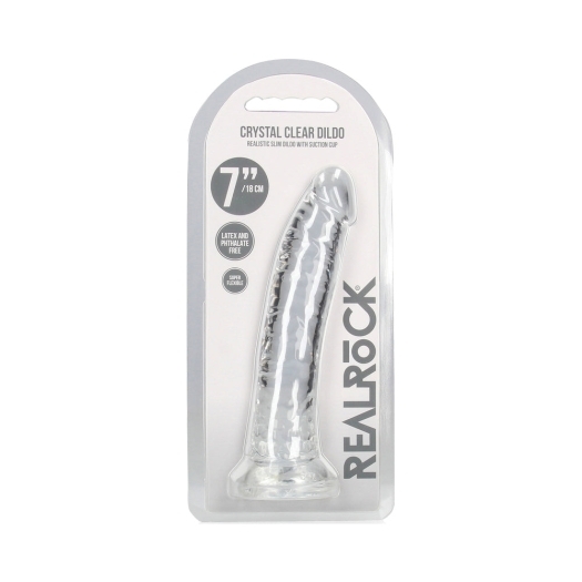 7 inch Dildo by Shots in Clear shown for use by Her or Him