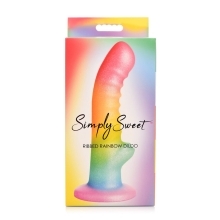 6.5 inch Dildo by Curve Novelties in Rainbow shown for use by Her or Him