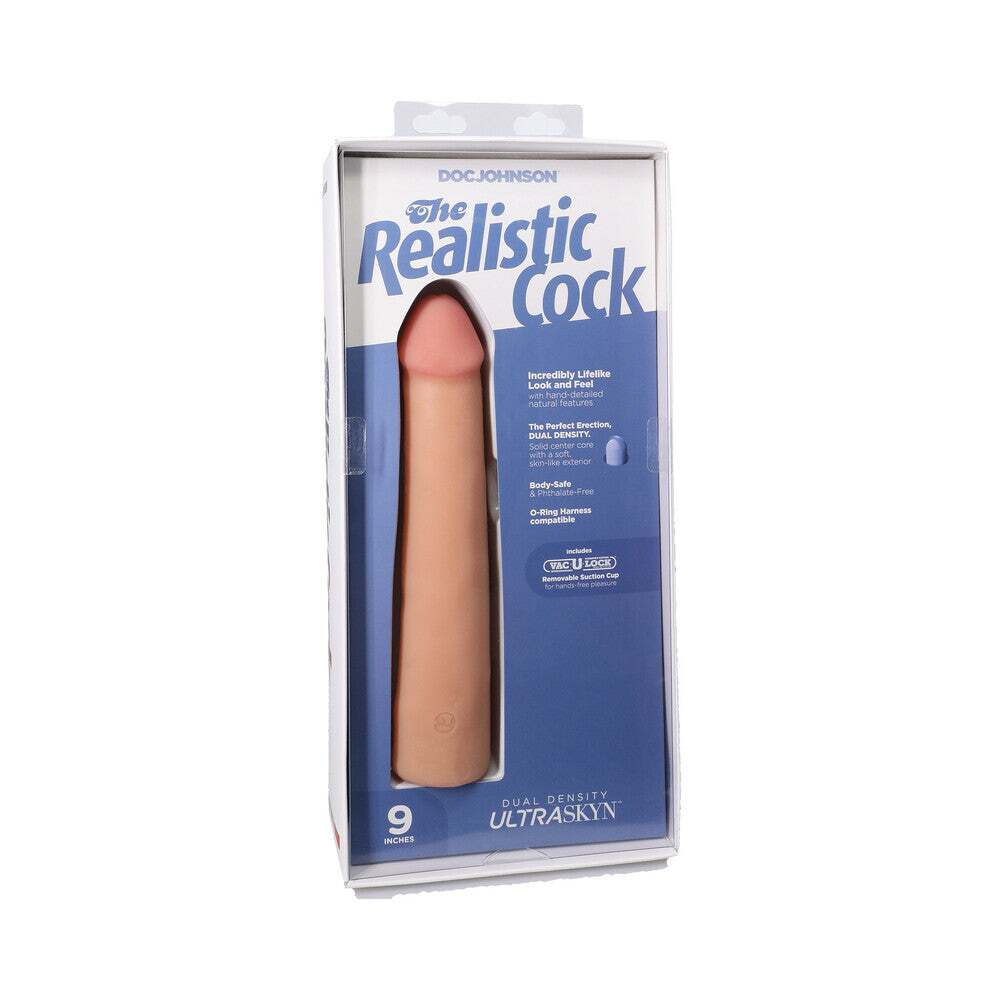 9 inch Dildo by Doc Johnson in Vanilla Ivory Beige shown for use by Her or Him