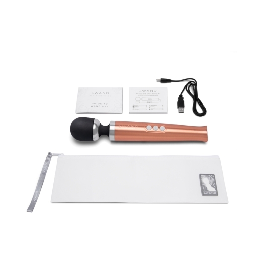 Close-up of the Rose Gold Le Wand vibrator for texture detail