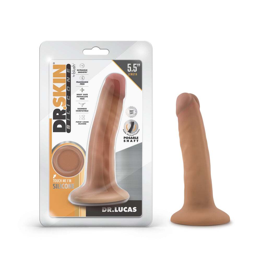 5.5 inch Dildo by Blush in Tan Light Brown Mocha shown for use by Her or Him