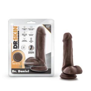6.5 inch Dildo Blush Brown Chocolate Cocoa Dr Skin Silicone Dr Daniel Posable with Balls