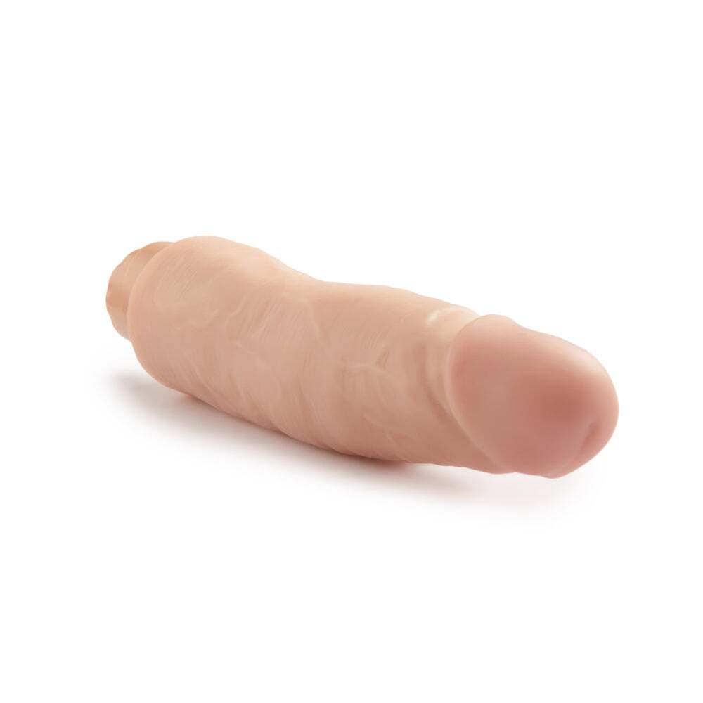 8 inch Dildo by Blush in Vanilla Ivory Beige shown for pegging Her or Him