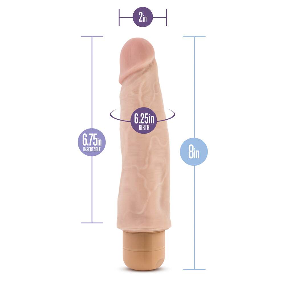 8 inch Dildo by Blush in Vanilla Ivory Beige displayed for pegging Him or Her