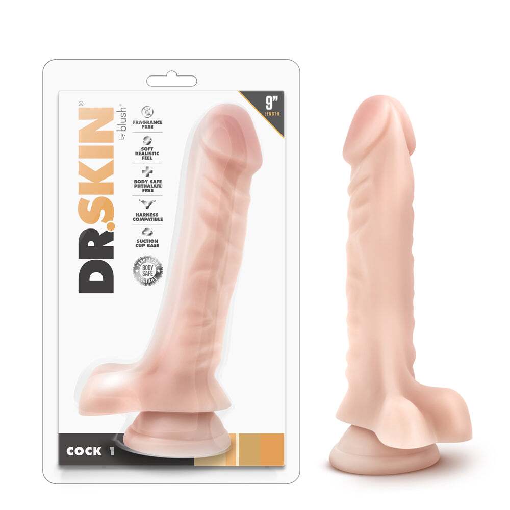 9 inch Dildo by Blush in Vanilla Ivory Beige shown for use by Her or Him