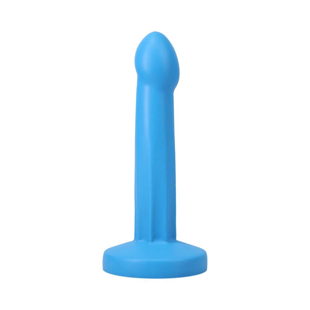Dildo by Tantus in Blue shown for pegging Her or Him