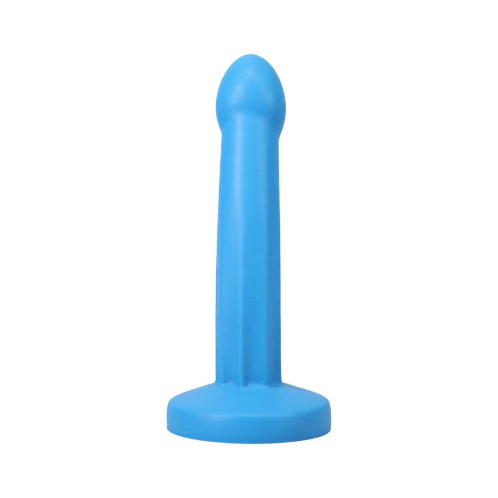 Dildo by Tantus in Blue displayed for pegging Him or Her