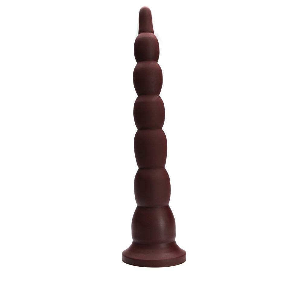 Dildo by Tantus in Wine Red Burgundy shown for use by Her or Him