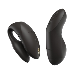Black We-Vibe vibrator Chorus Pro Satin shown in hand for scale