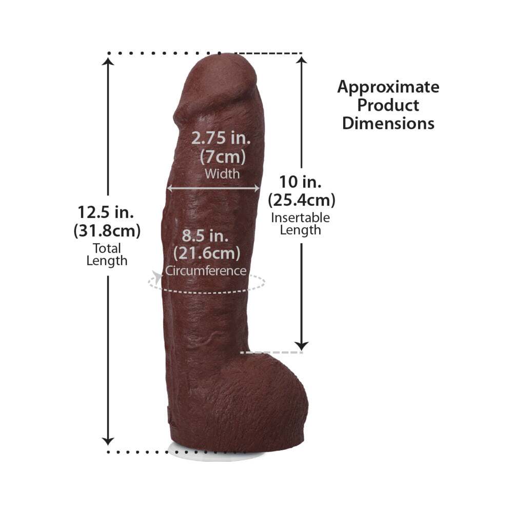 12 inch Dildo by Doc Johnson in Brown Chocolate Cocoa displayed for pegging Him or Her