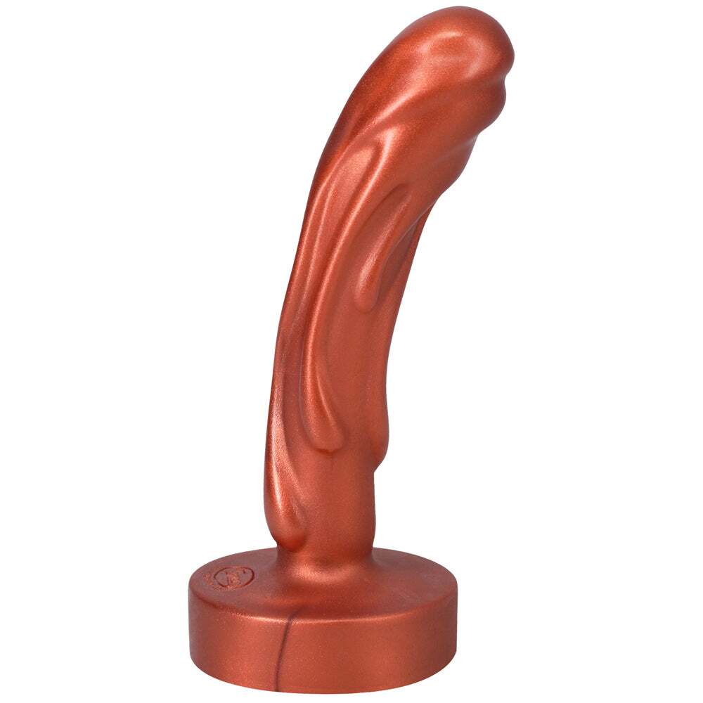 5 inch Dildo by Tantus in Copper shown for pegging Her or Him