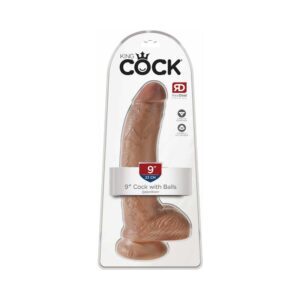 9 inch Dildo Pipedream Tan Light Brown Mocha King Cock Cock With Balls Realistic Suction Cup