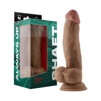 8.5 inch Dildo by Shaft in Tan Light Brown Mocha shown for use by Her or Him